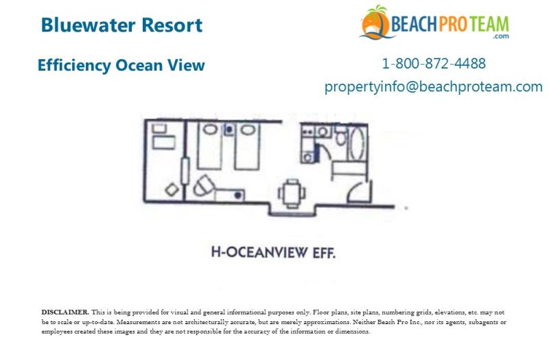 Bluewater Resort Floor Plan H - Efficiency Ocean View